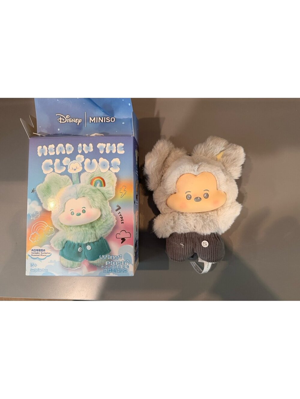 Disney Miniso Head in the Clouds Mickey Mouse Vinyl Plush Pendant Grey - Read